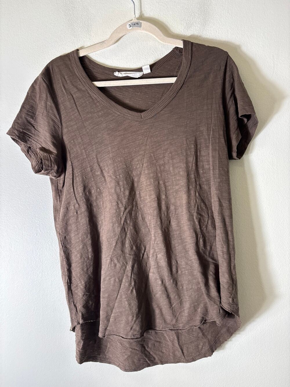 Wilt Brown Short Sleeve V-Neck Cotton Tee Shirt Sz L